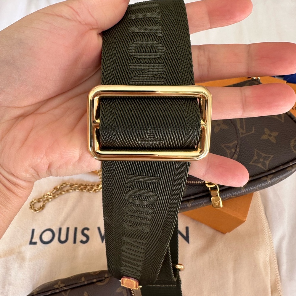 Louis Vuitton Monogram Multi-Pochette Crossbody Bag with Green Strap - Picture 9 of 16